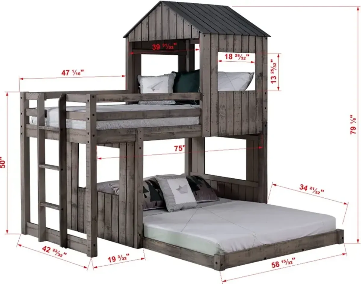 Boothbay Twin Over Full Gray Rustic Loft Bed