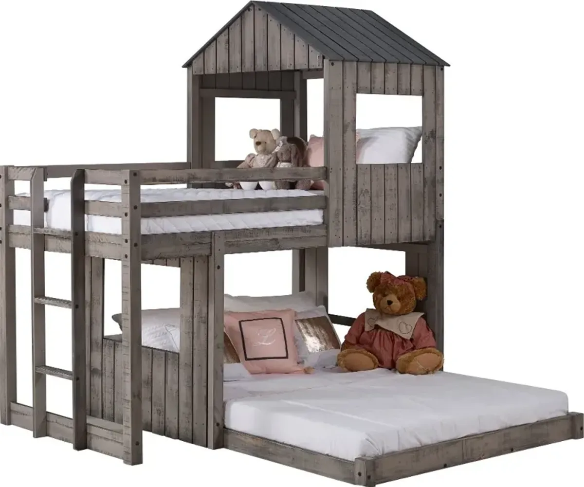 Boothbay Twin Over Full Gray Rustic Loft Bed