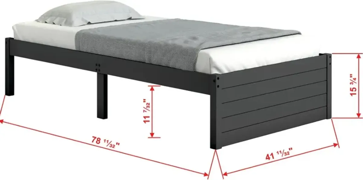 Bristol Dark Gray Twin Bed with Storage Drawers