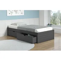 Bristol Dark Gray Twin Bed with Storage Drawers