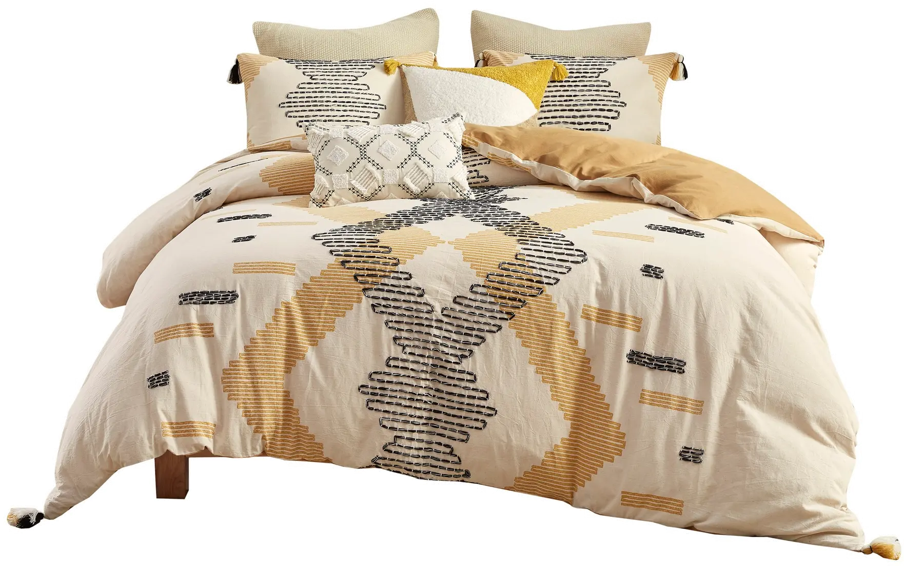 Yellow and Gray Geometric King Arizona 3 Piece Bedding Collection