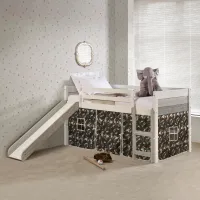 Bristol Twin Gray and White Low Loft Bed With Camo Tent