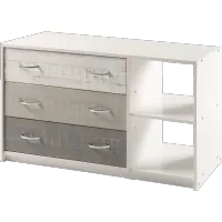 Bristol Gray and White 3 Drawer Chest with Shelving