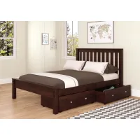 Carson Cappuccino Full Bed with Dual Underbed Drawers