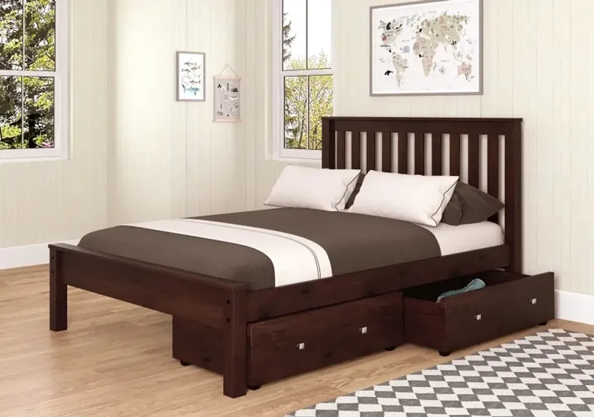 Carson Cappuccino Full Bed with Dual Underbed Drawers