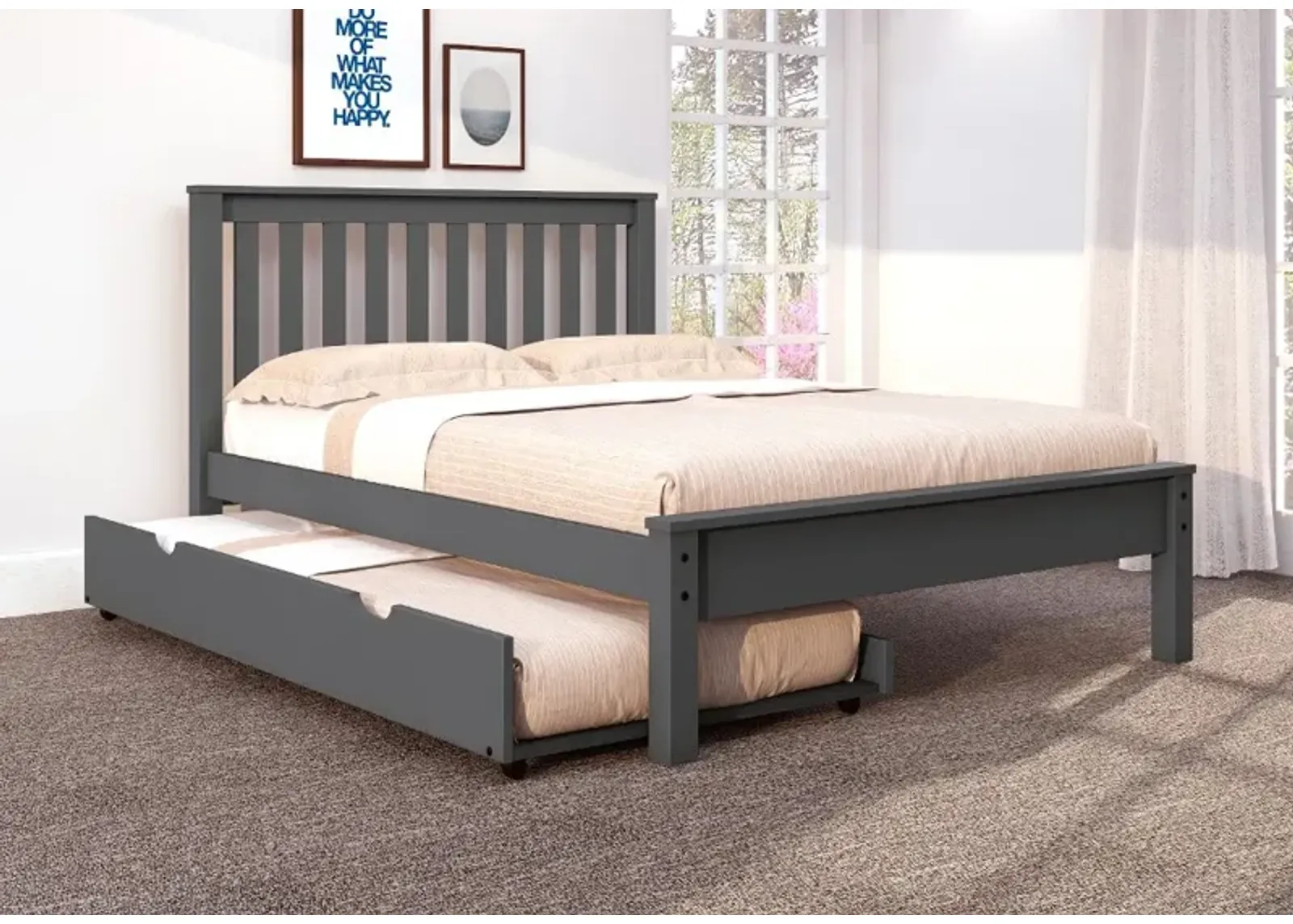 Carson Dark Gray Full Bed with Trundle