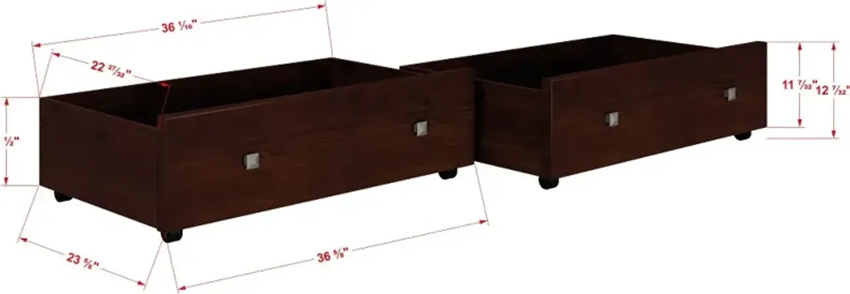 Carson Cappuccino Twin Bed with Dual Underbed Drawers