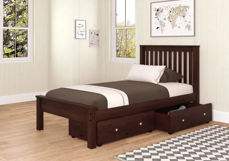 Carson Cappuccino Twin Bed with Dual Underbed Drawers