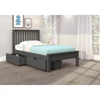 Carson Dark Gray Twin Bed with Dual Underbed Drawers