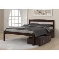 Sierra Dark Cappuccino Full Bed with Dual Underbed Drawers