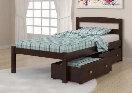 Sierra Dark Cappuccino Twin Bed with Dual Underbed Drawers