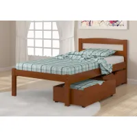 Sierra Light Espresso Twin Bed with Dual Underbed Drawers