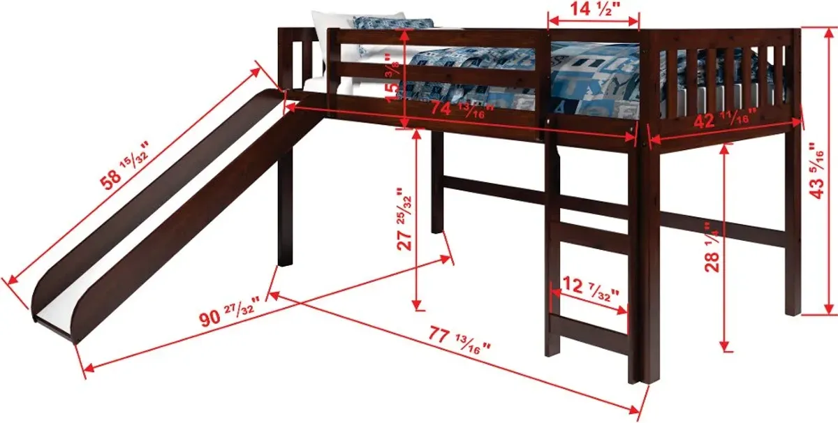 Mission Loft Cappuccino Twin Bed with Slide