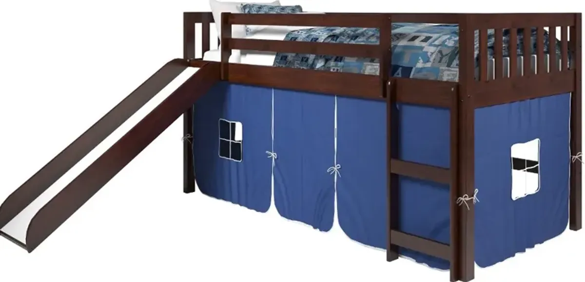 Mission Loft Cappuccino Twin Bed with Blue Tent