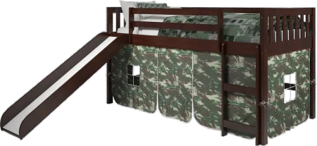 Mission Loft Cappuccino Twin Bed with Camo Tent
