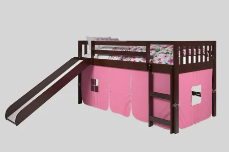 Mission Loft Cappuccino Twin Bed with Pink Tent