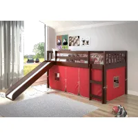 Mission Loft Cappuccino Twin Bed with Red Tent