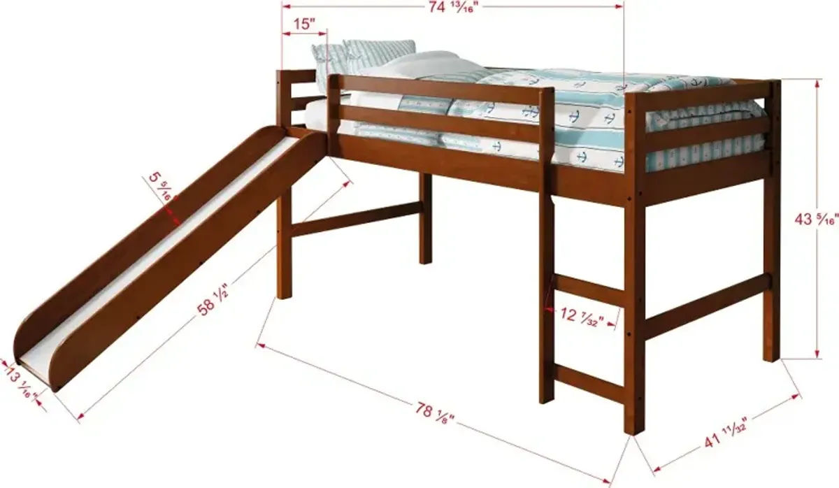 Haven Light Espresso Twin Loft Bed with Slide