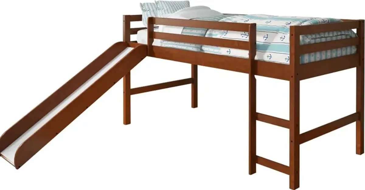 Haven Light Espresso Twin Loft Bed with Slide