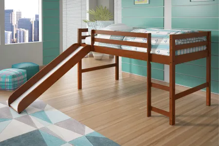 Haven Light Espresso Twin Loft Bed with Slide