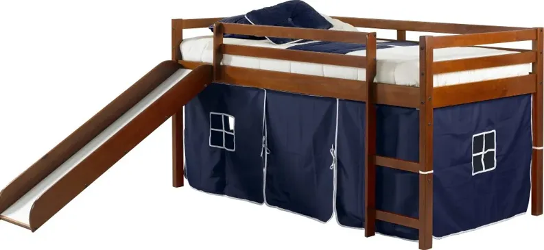 Haven Light Espresso Twin Bed with Blue Tent