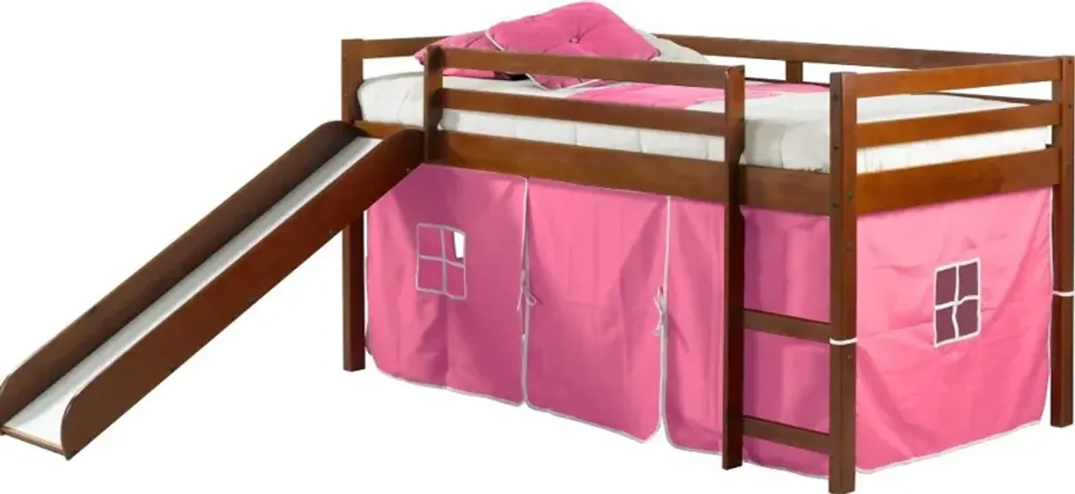 Haven Light Espresso Twin Bed with Pink Tent