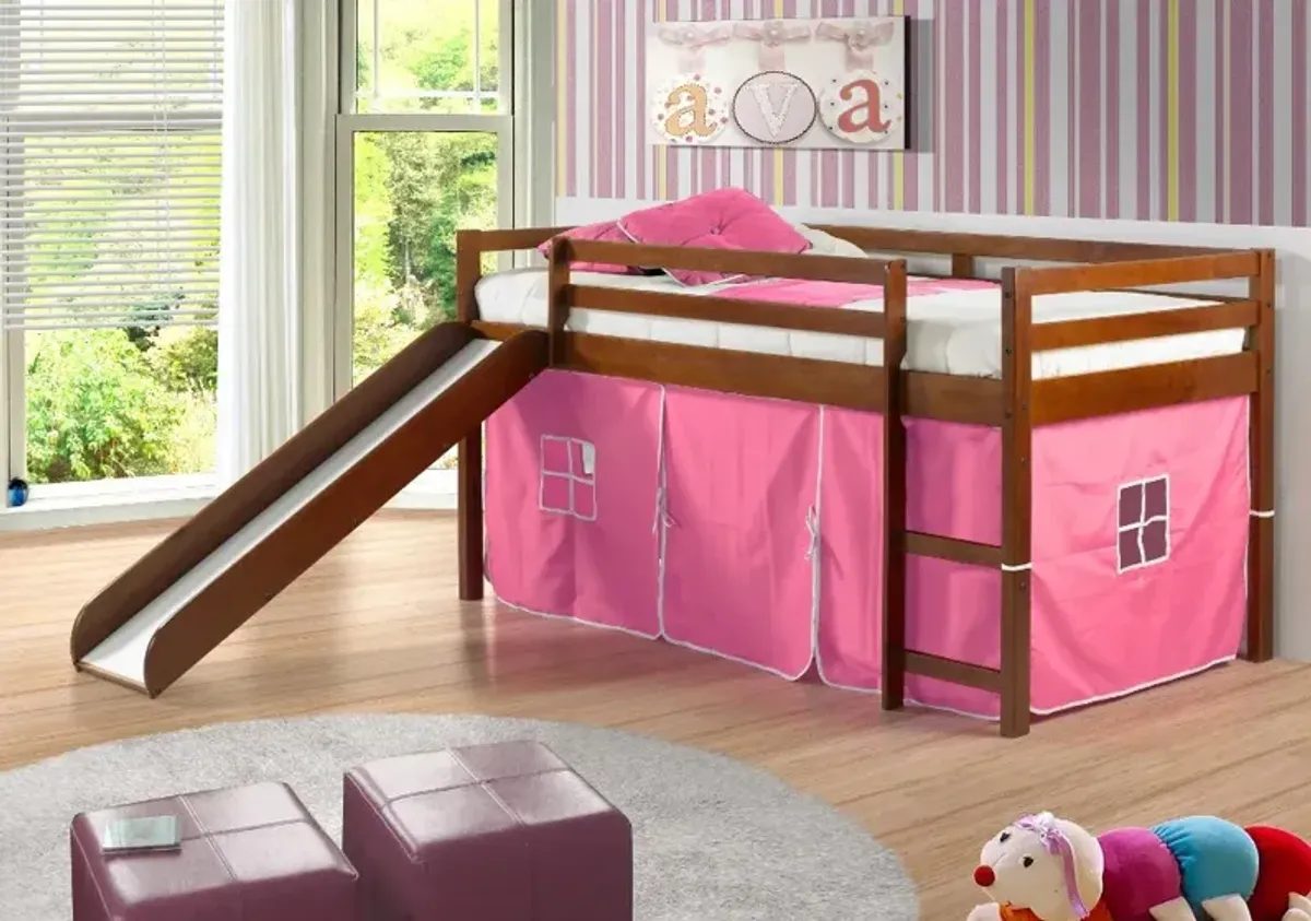 Haven Light Espresso Twin Bed with Pink Tent