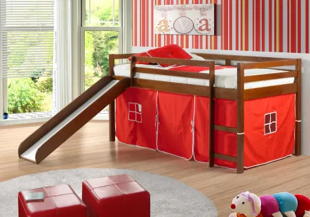 Haven Light Espresso Twin Bed with Red Tent