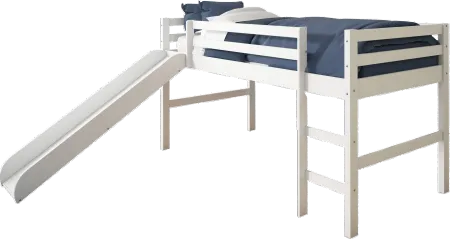 Haven White Twin Loft Bed with Slide