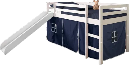 Haven White Twin Bed with Blue Tent