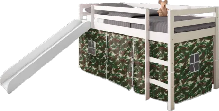 Haven White Twin Bed with Camo Tent