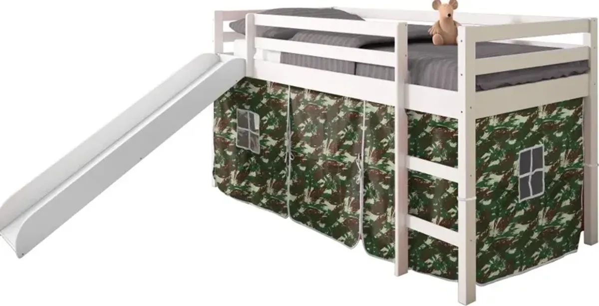 Haven White Twin Bed with Camo Tent