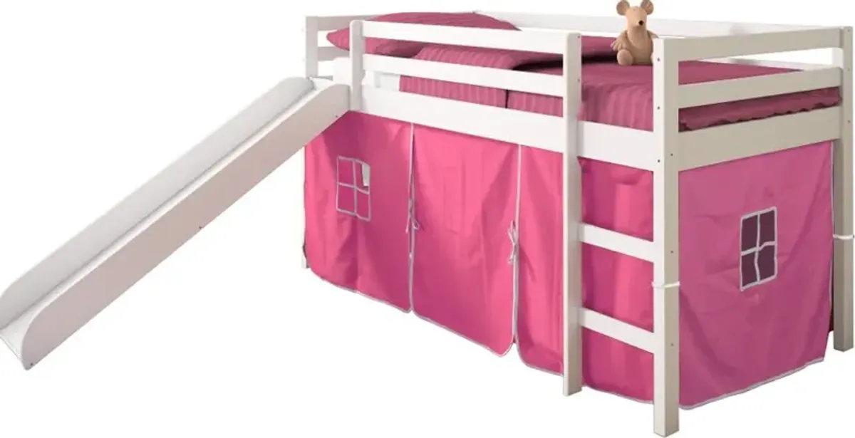 Haven White Twin Bed with Pink Tent