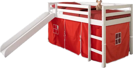 Haven White Twin Bed with Red Tent