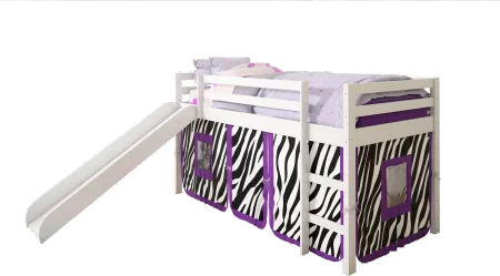 Haven White Twin Bed with Purple Zebra Tent