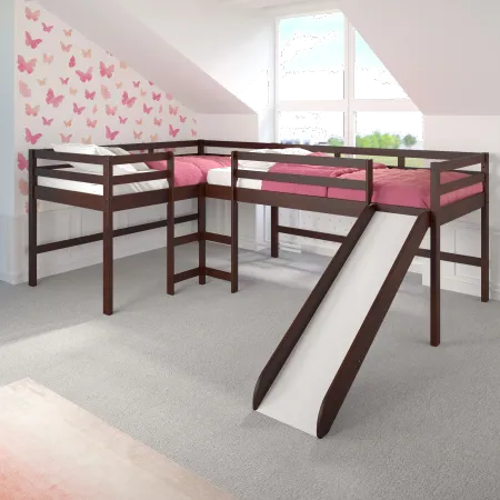 Haven Dark Cappuccino Twin L-Shaped Loft Bed