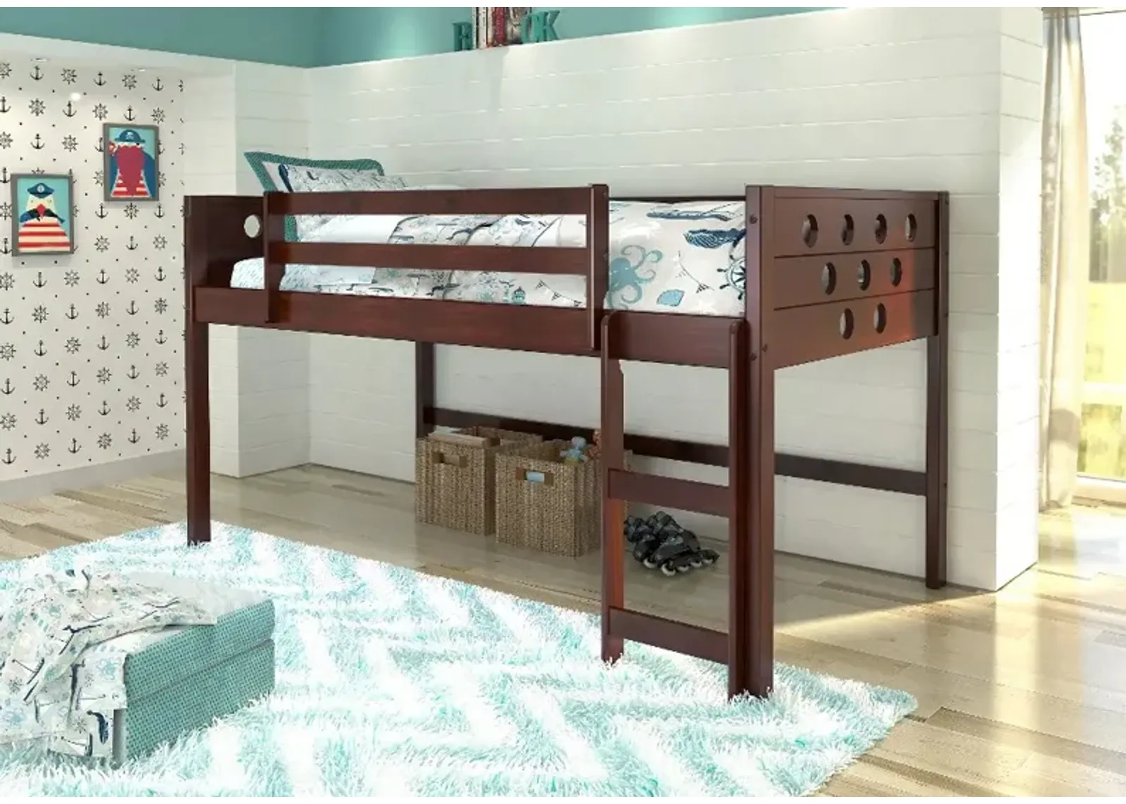 Boston Dark Brown Cappuccino Twin Loft Bed