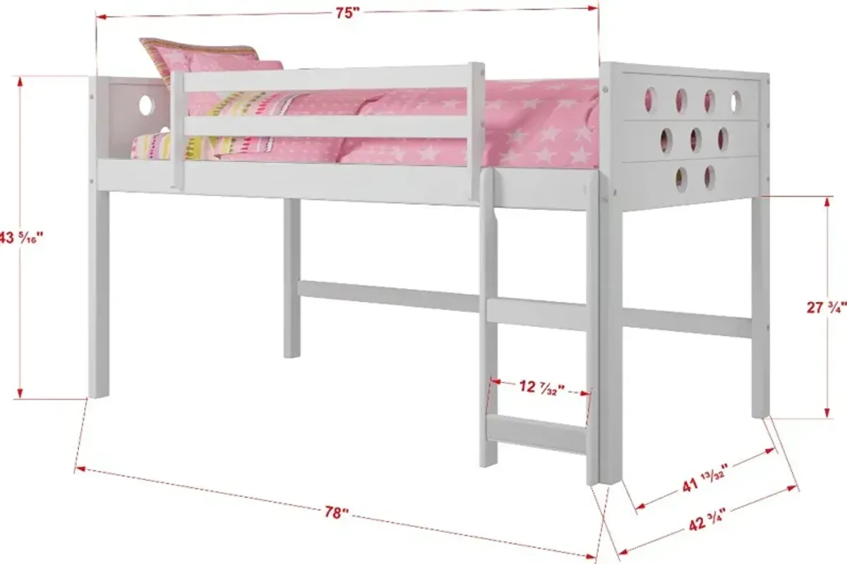 Boston White Twin Loft Bed with Blue Tent