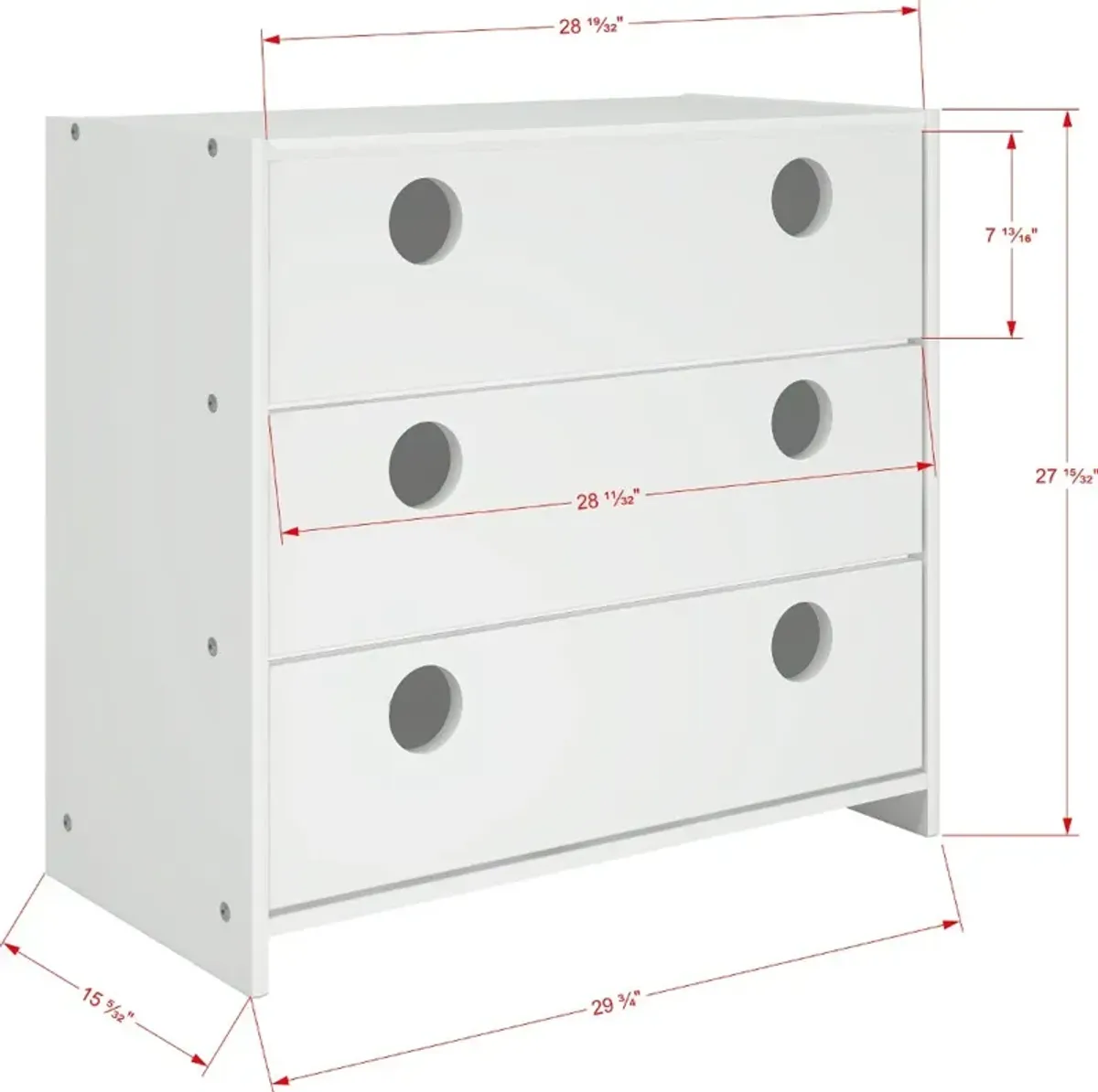 Boston White 3-Drawer Chest