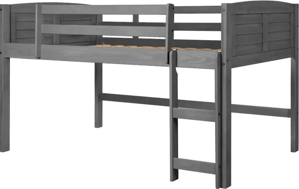 Louver Antique Gray Twin Loft Bed