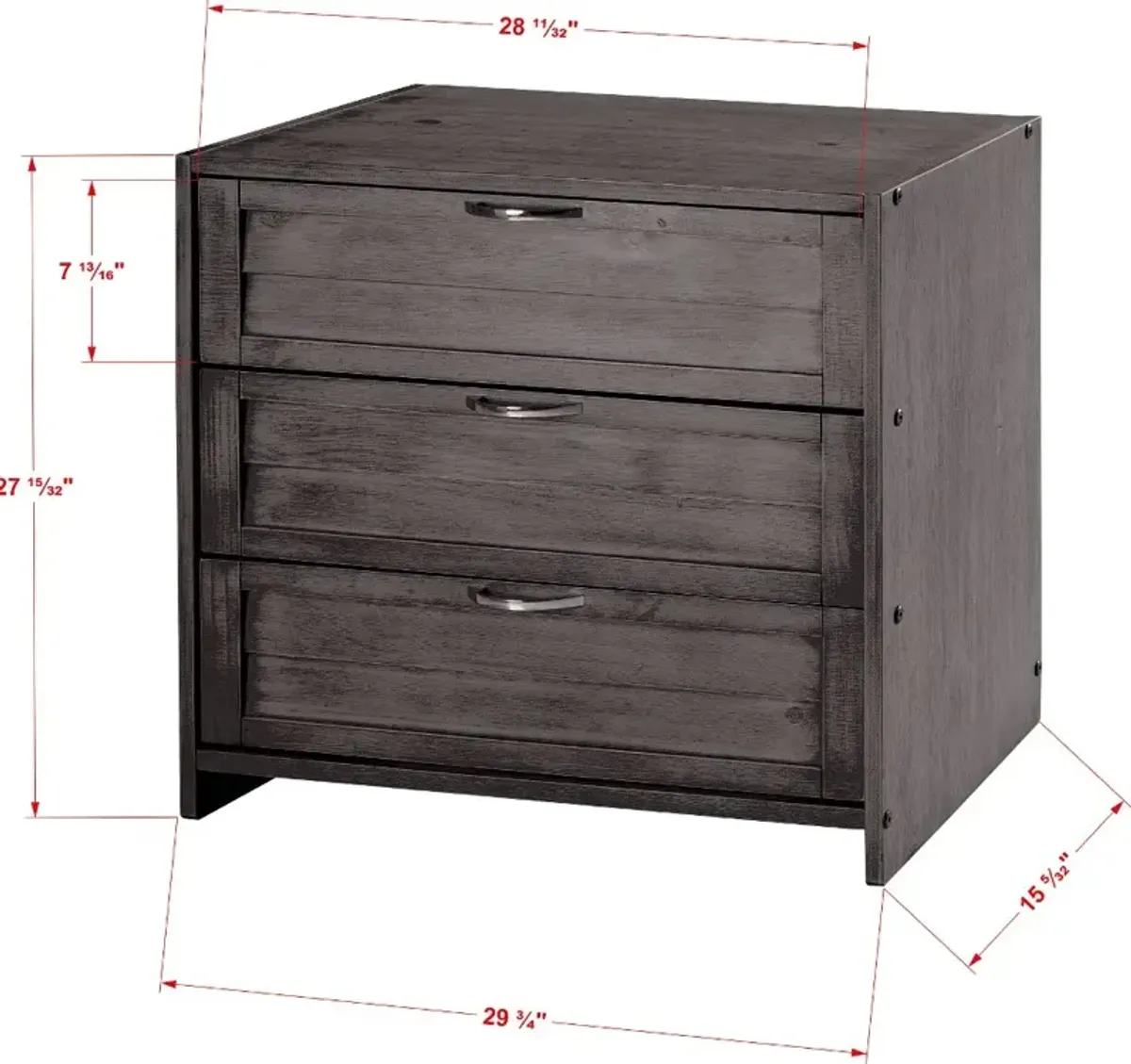 Louver Antique Gray 3-Drawer Chest