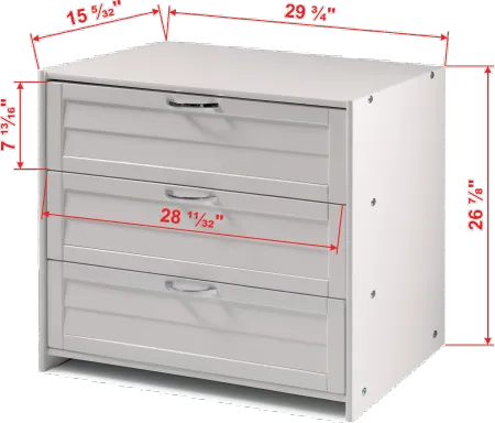 Louver White 3-Drawer Chest