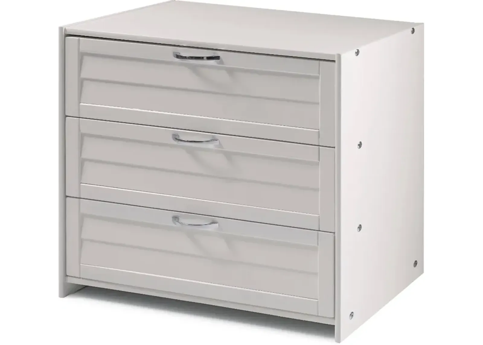 Louver White 3-Drawer Chest