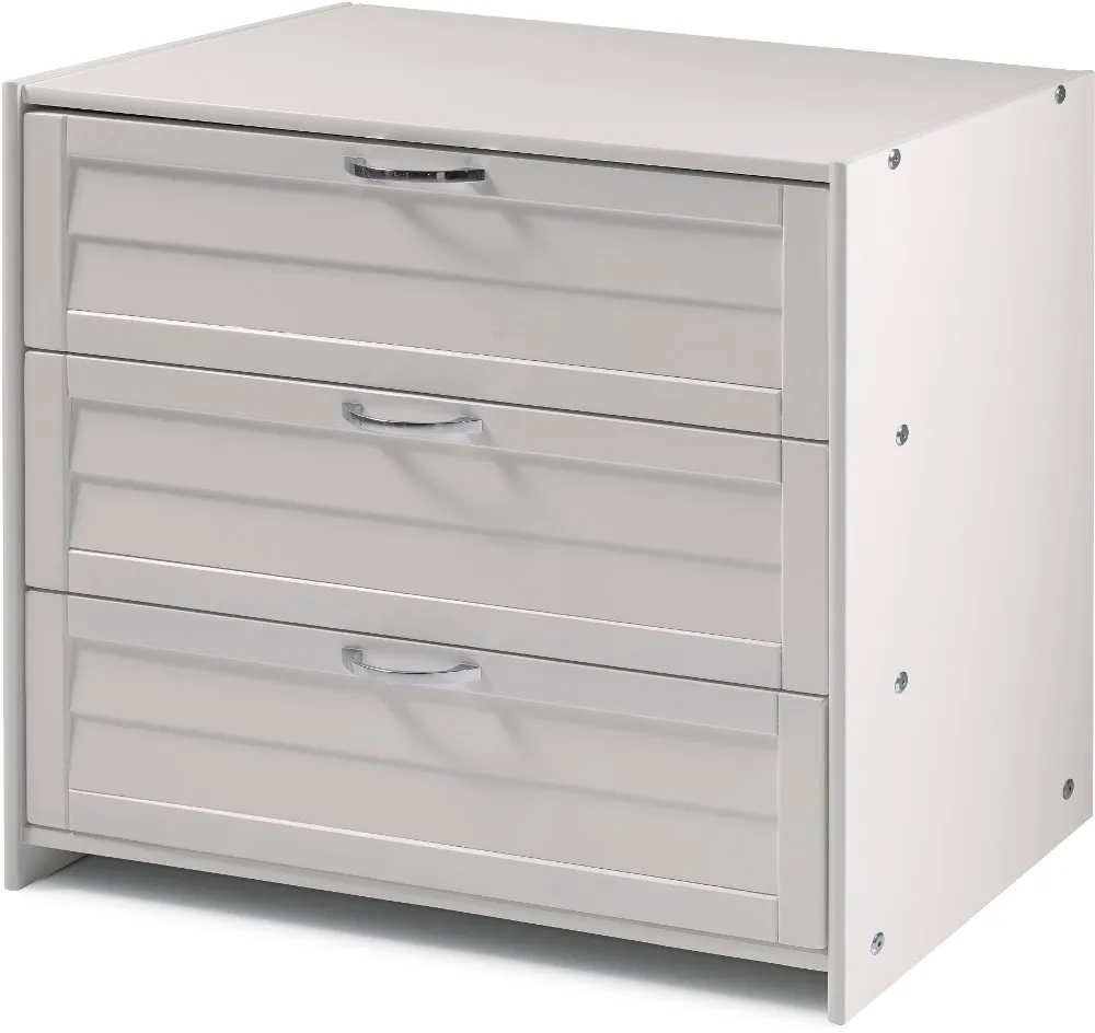 Louver White 3-Drawer Chest