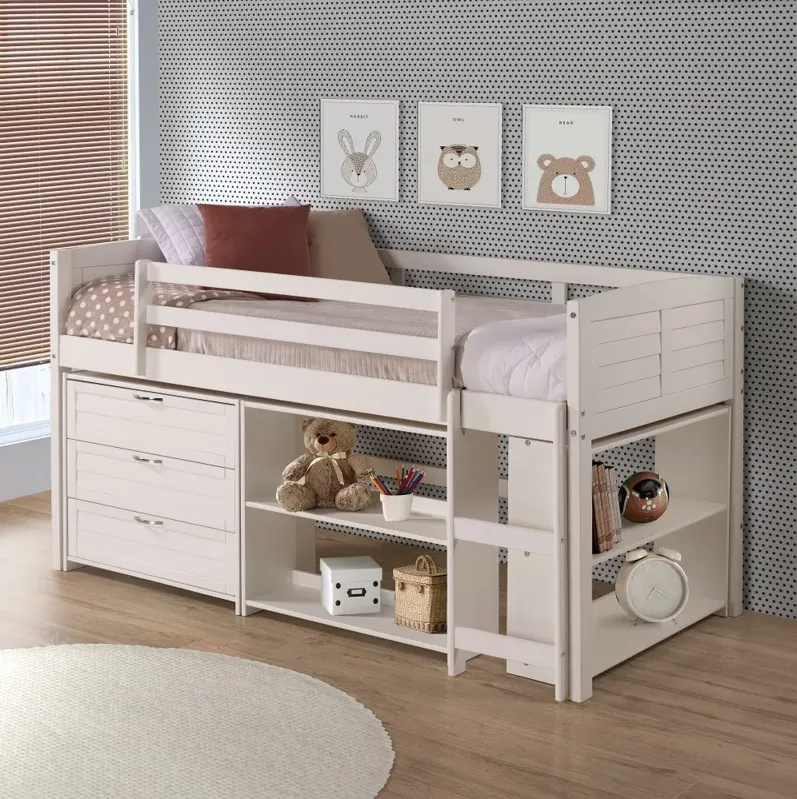 Louver White Low Loft Bed Style C