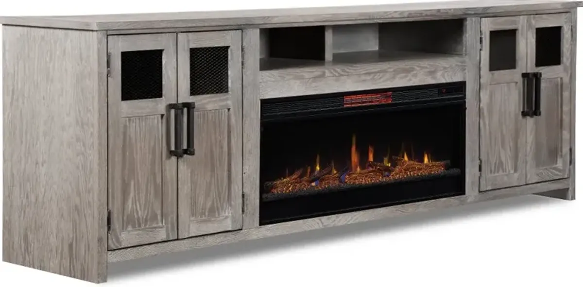 Maison Driftwood Gray Electric Fireplace TV Stand