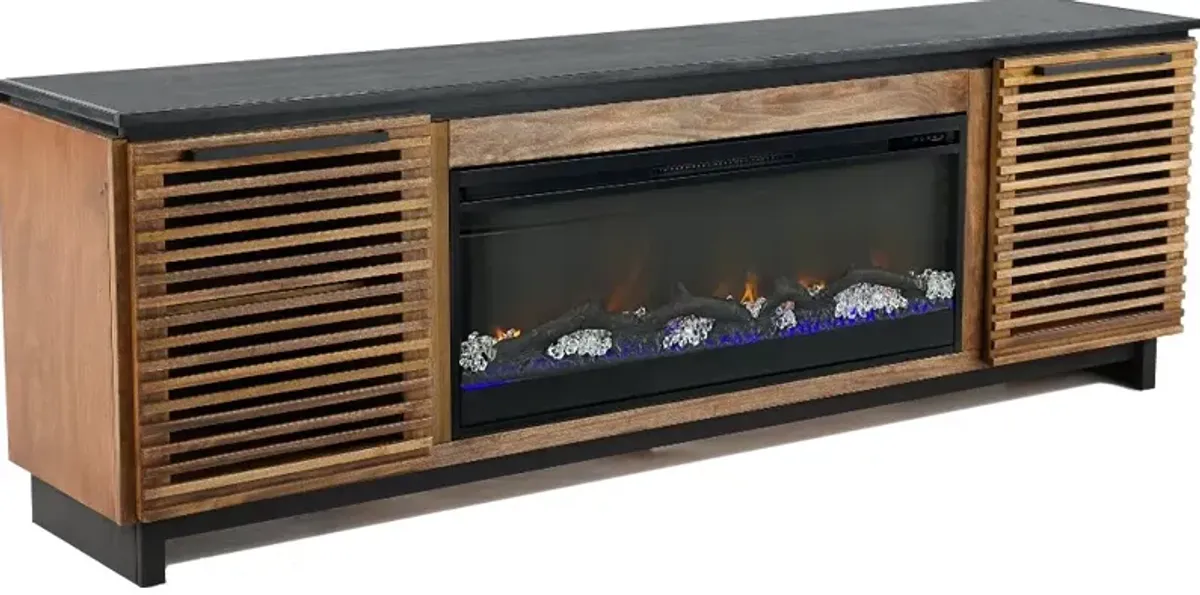 Graceland Brown and Black 86" Fireplace TV Stand