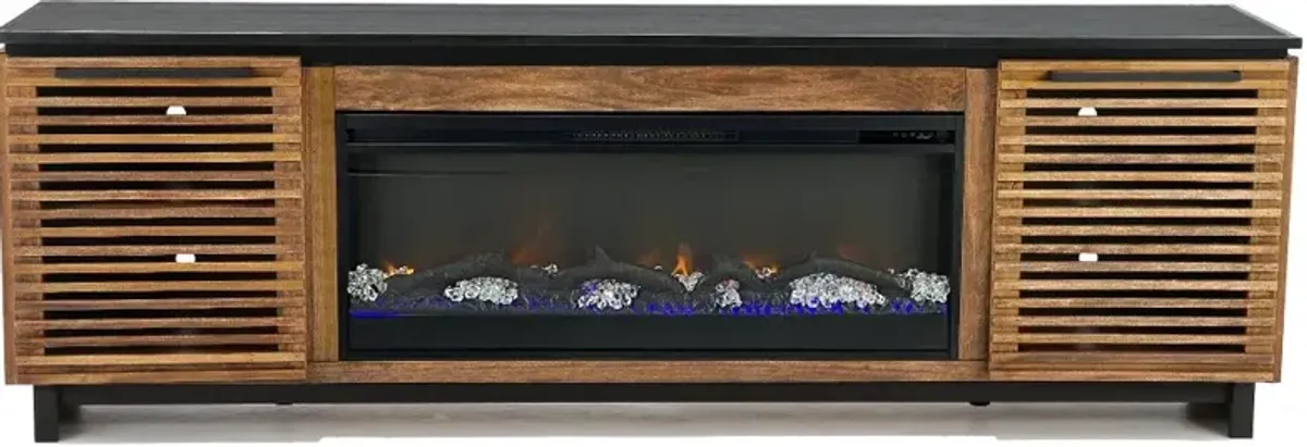 Graceland Bourbon and Black 86" Fireplace TV Stand