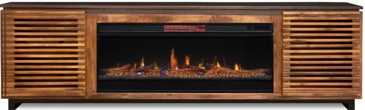 Graceland Brown and Black 86" Fireplace TV Stand
