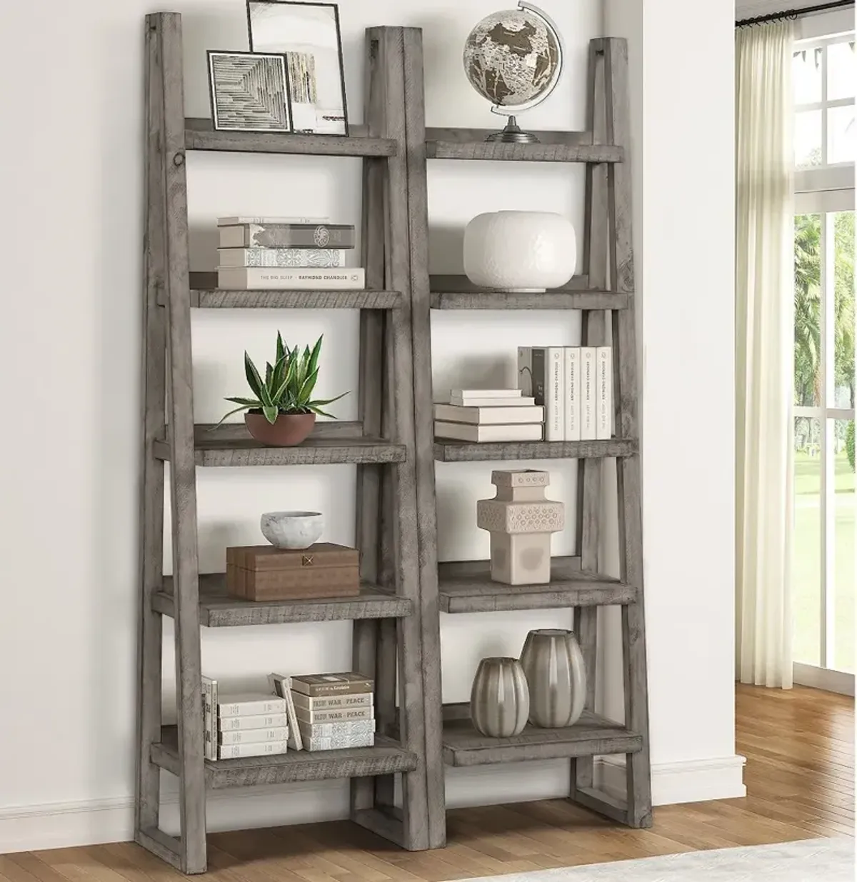 Tustin Stone Gray Set of Etagere Bookcases